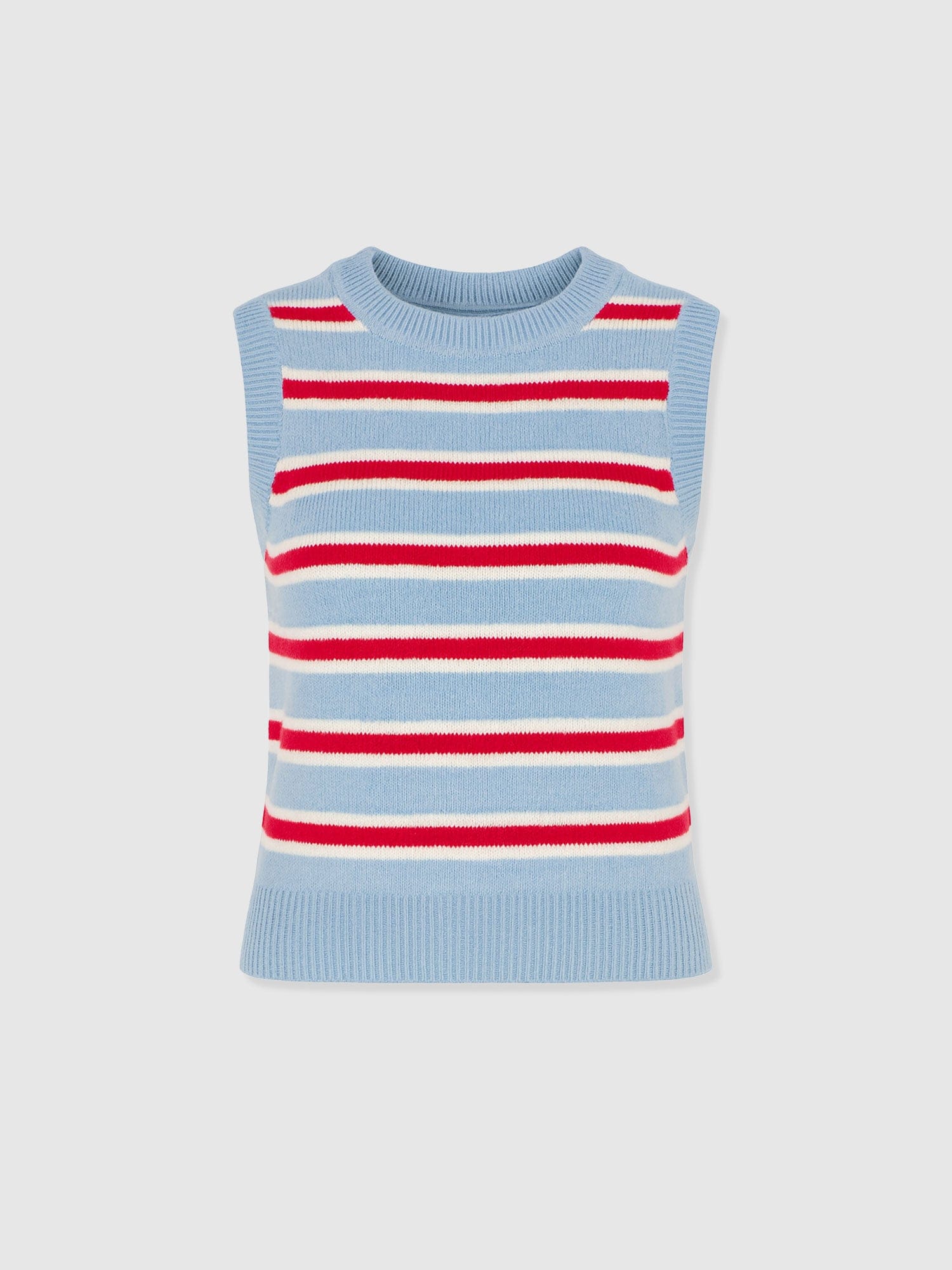 Oxford Cashmere Sleeveless Knit - Blue Stripe - Women's Sweaters | Saint + Sofia® USA
